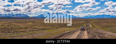 Fahrt im Perito Moreno Nationalpark (Parque Nacional Perito Moreno), Provinz Santa Cruz, argentinisches Patagonien, Argentinien, Südamerika, Hintergrund mit Kopierraum Stockfoto