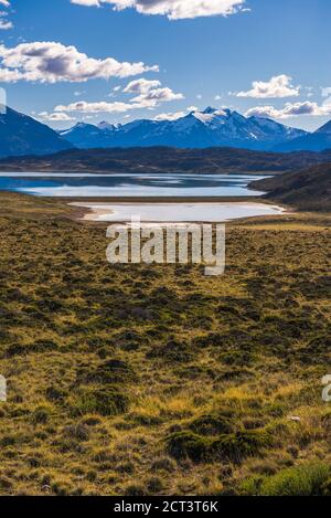 Belgrano See (Lago Belgrano) mit Kulisse der Anden Berge, Perito Moreno Nationalpark, Provinz Santa Cruz, Patagonien, Argentinien, Südamerika Stockfoto
