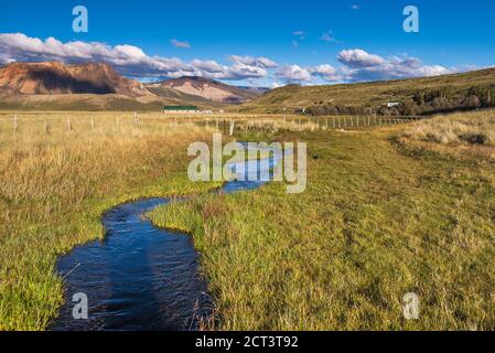 Estancia La Oriental Bauernhöfe, Perito Moreno Nationalpark, Provinz Santa Cruz, Patagonien, Argentinien, Südamerika Stockfoto