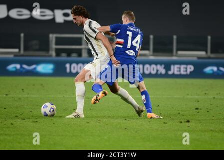 Turin, Italien. 20. Sep, 2020. Von Juventus FC während der Serie A Fußballspiel Juventus FC vs Sampdoria. Juventus gewann 3-0 gegen Sampdoria im Allianz Stadion in Turin. (Foto von Alberto Gandolfo/Pacific Press) Quelle: Pacific Press Media Production Corp./Alamy Live News Stockfoto