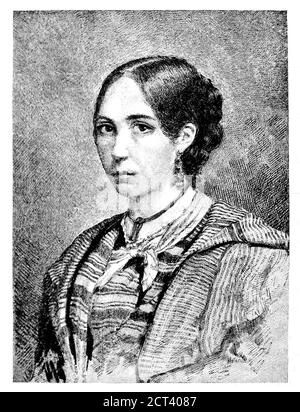 1849 c., ITALIEN : der brasilianische Revolutionär ANITA GARIBALDI ( 1821 - 1849 ), Ehefrau des italienischen Militärhelden GIUSEPPE GARIBALDI ( 1807 - 1882 ). Portrait veröffentlicht in Buch GARIBALDI E i SUOI TEMPI von Jesse Mario, illustriert von Maler EDOARDO MATANIA, veröffentlicht in 1884. - POLITICO - POLITICA - POLITIC - Unità d'Italia - RISORGIMENTO - ITALIA - FOTO STORICHE - GESCHICHTE - incisione - Gravur - illustrazione - Illustration - Ana Maria de Jesus RIBEIRO da SILVA - chignon --- Archivio GBB Stockfoto