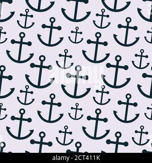 Nautische Anker Silhouette nahtlose Muster Vektor Illustration Hintergrund Stock Vektor