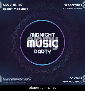 Musik Party Mitternacht Konzept Sound Wave Design lila Farbe. vektor-Illustration. Stock Vektor