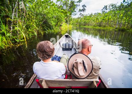 Kanufahrt im Amazonas Regenwald, Coca, Ecuador, Südamerika Stockfoto