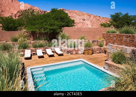 Privater Swimmingpool im Hotel Alto Atacama Desert Lodge and Spa, San Pedro de Atacama, Atacama Desert, Chile, Südamerika Stockfoto