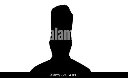 Silhouette Male Koch Koch tragen Gesicht schützende medizinische Maske f Stockfoto