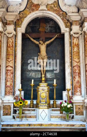 Foto von Dubrovnik Kathedrale Innenraum, aka Kathedrale der Himmelfahrt der Jungfrau Maria in Dubrovnik Altstadt, Kroatien Stockfoto