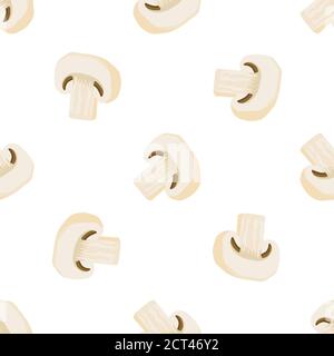 Illustration zum Thema der hellen Muster Pilz, Gemüsechampignon für Dichtung. Gemüsemuster bestehend aus schönen Pilzen, viele Champignon. Stock Vektor