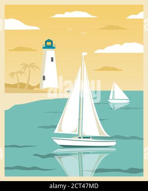 Sommer tropischen Resort Strand sandig beide Palmen. Stock Vektor