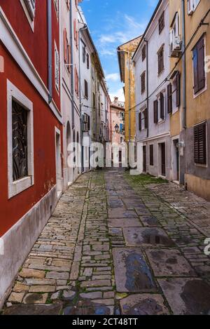 Piran Seitenstraßen, Slowenisch Istrien, Slowenien, Europa Stockfoto