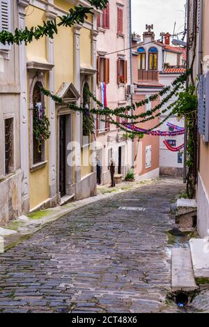 Piran Seitenstraßen, Piran, Slowenisch Istrien, Slowenien, Europa Stockfoto