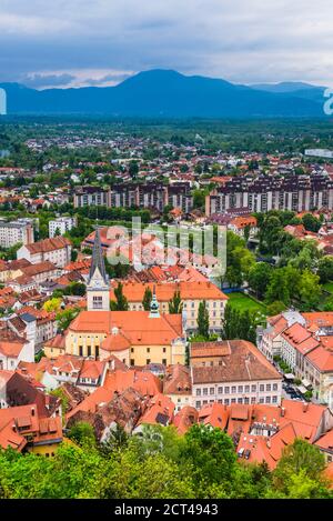 Blick von der Burg von Ljubljana, Altstadt von Ljubljana, Slowenien, Europa Stockfoto