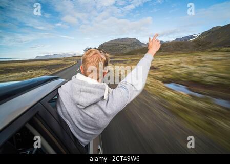 Fahrt auf der Route 1 in der südlichen Region Islands (Sudurland), Europa Stockfoto