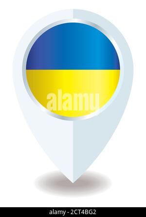 Flagge der Ukraine, Standortsymbol für Mehrzweck, Ukraine. Stock Vektor