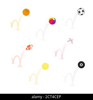 Bouncing Sport Spiel Bälle flachen Stil Design Vektor Illustration Stock Vektor