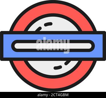 London U-Bahn, U-Bahn, Zug flache Farblinie Symbol. Stock Vektor