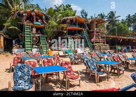 Cafe am Anjuna Beach, Goa, Indien Stockfoto