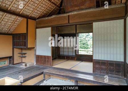 Teehaus Gepparo, Kaiserliche Villa Katsura, Kyoto, Japan. Traditionelles chaya (Teehaus), erbaut in der Edo-Zeit, 17. Jahrhundert. Stockfoto