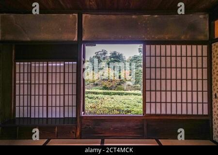 Teehaus Gepparo, Kaiserliche Villa Katsura, Kyoto, Japan. Traditionelles chaya (Teehaus), erbaut in der Edo-Zeit, 17. Jahrhundert. Stockfoto