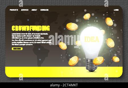 Crowdfunding Vektor Website Landing Page Design Vorlage Stock Vektor