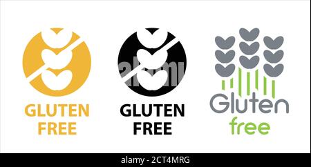 Glutenfreies Symbol. Weizenohr, Getreide, Brot. Diät-Konzept. Kann für Themen wie Lebensmittel, Allergie, Intoleranz verwendet werden. Isolierte glutenfreie Zeichen. Vektorlogo Stock Vektor