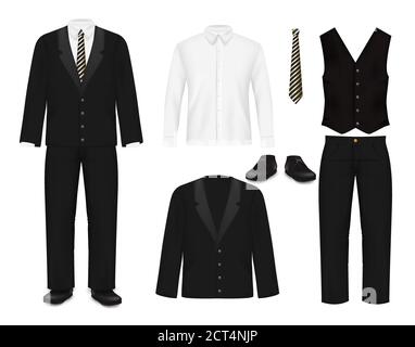 Elegante Herren Anzug, Vektor realistisch isoliert Illustration Stock Vektor