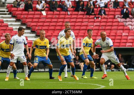 Kopenhagen, Dänemark. September 2020. Die Spieler von Broendby IF und FC Kopenhagen werden während des 3F Superliga-Spiels zwischen FC Kopenhagen und Broendby im Park in Kopenhagen gesehen. (Foto Kredit: Gonzales Foto/Alamy Live News Stockfoto