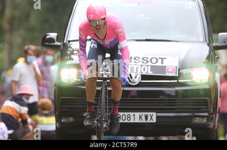 Alberto Bettiol von EF Pro Cycling während der Tour de France 2020, Radrennen Etappe 20, Zeitfahren, Lure - La Planche des Belles Filles (36,2 km) am 19. September 2020 in Plancher-les-Mines, Frankreich - Foto Laurent Lairys / MAXPPP Stockfoto