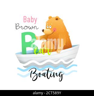 ABC für Kinder, Lustige Baby Bär für Buchstabe B. Stock Vektor