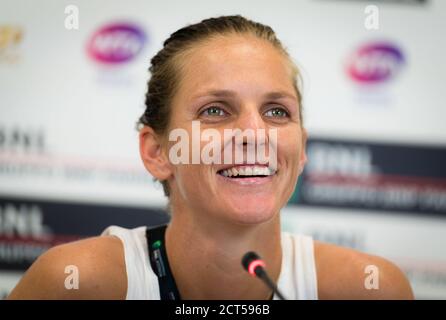 Karolina Pliskova aus der Tschechischen Republik spricht mit den Medien Nach ihrem Viertelfinalspiel bei der Internazionali BNL d'Italia 2020 WTA Premier 5 Tennis Stockfoto