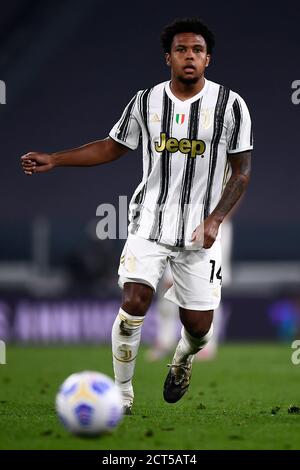 Turin, Italien - 20. September, 2020: Weston McKennie von Juventus FC in Aktion während der Serie A Fußballspiel zwischen Juventus FC und UC Sampdoria. FC Juventus gewann 3-0 gegen UC Sampdoria. Kredit: Nicolò Campo/Alamy Live Nachrichten Stockfoto