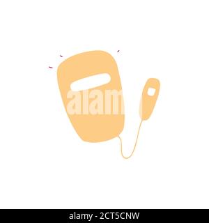 LED-Maske für die Hautpflege. Beauty-Gerät für den Heimgebrauch. Kosmetologie-Tool. Doodle flache Vektorgrafik Stock Vektor