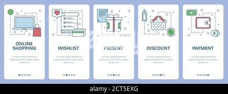 Vektor dünne Linie flaches Design Shopping Konzept vertikale Banner Stock Vektor