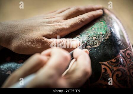 Lackwaren, Bagan (Pagan), Myanmar (Burma) Stockfoto