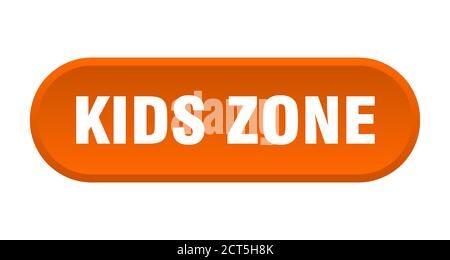 Kids Zone Taste. Abgerundetes Zeichen isoliert auf weißem Hintergrund Stock Vektor