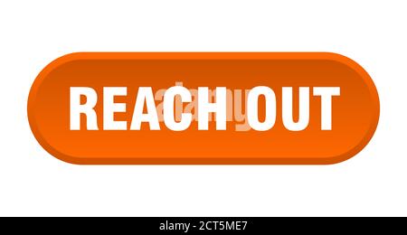 REACH out Taste. Abgerundetes Zeichen isoliert auf weißem Hintergrund Stock Vektor