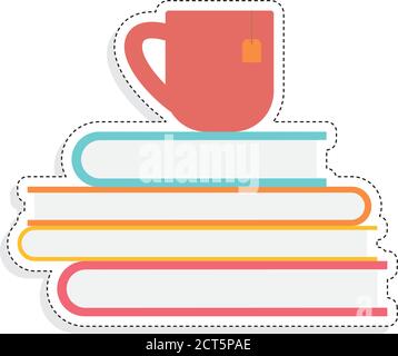 Symbol für Bücher und Becher. Leseaktivitäten - Vektor Stock Vektor