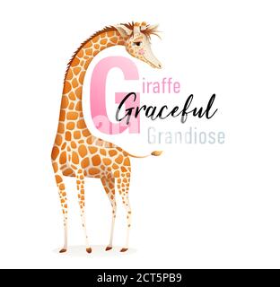 G ist für Giraffe, Animal Alphabet für Kinder. Stock Vektor