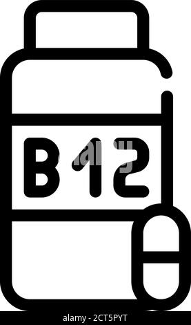 Vitamine b12 Linie Symbol Vektor Symbol Illustration Stock Vektor