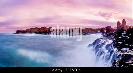 Sonnenuntergang Scape in Bombo Headlnad Steinbruch Geologische Stätte Stockfoto