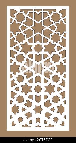 Laserschneiden. Arabeske dekorative Vektorgrafik. Schablone für die Innenwand im arabischen Stil. Laserschneiddesign Stock Vektor