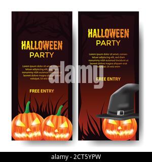 Halloween Party Einladung Poster Vorlage mit Kürbis Jack o Laterne Stock Vektor