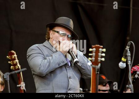 Van Morrison, Pyramid Stage, Glastonbury Festival 2005, Somerset, England, Vereinigtes Königreich. Stockfoto