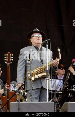 Van Morrison, Pyramid Stage, Glastonbury Festival 2005, Somerset, England, Vereinigtes Königreich. Stockfoto