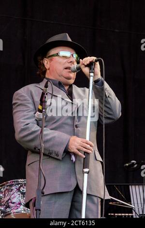 Van Morrison, Pyramid Stage, Glastonbury Festival 2005, Somerset, England, Vereinigtes Königreich. Stockfoto