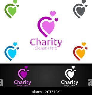 PIN helfende Hand Charity Foundation Kreatives Logo für freiwillige Kirche Oder Charity Spende Design Stock Vektor