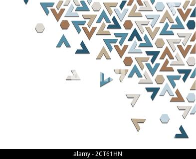 Geometrische Diagonale modernen Hintergrund, Eckdesign. Arabisch 3d isometrische Farbe geometrische Mosaik Vektor-Muster für Hintergrund, Karte, Banner. Stock Vektor