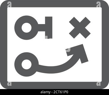 Kreidetafel mit Pfeil Doodle Symbol in dicken Umriss Stil. Schwarz-Weiß-Vektorgrafik. Stock Vektor