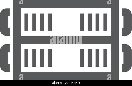 Server-Rack-Symbol in dicker Gliederung. Schwarz-Weiß-Vektorgrafik. Stock Vektor