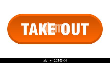 Take Out Taste. Abgerundetes Zeichen isoliert auf weißem Hintergrund Stock Vektor